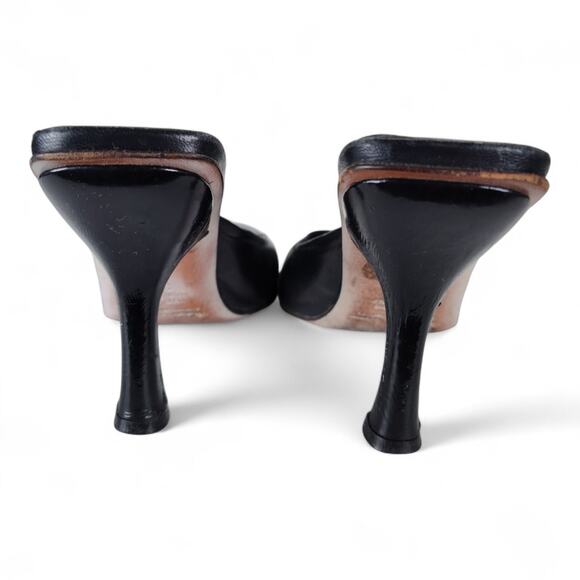 Materia Prima Goffredo Fantini Black Leather Mules 35.5 Made in Italy Heels - Picture 5 of 14